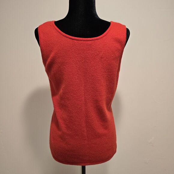 Neiman Marcus 100% Cashmere Knit Tank Top Sweater Red Pullover Large Womens - Picture 5 of 9